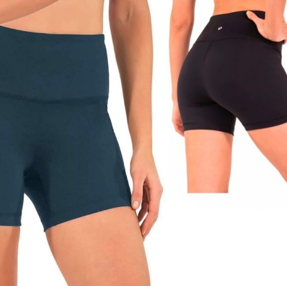 Yogalicious Lux 2 Pack High Rise Elastic Free Waistband 5" Inseam Shorts Size L - Picture 1 of 12